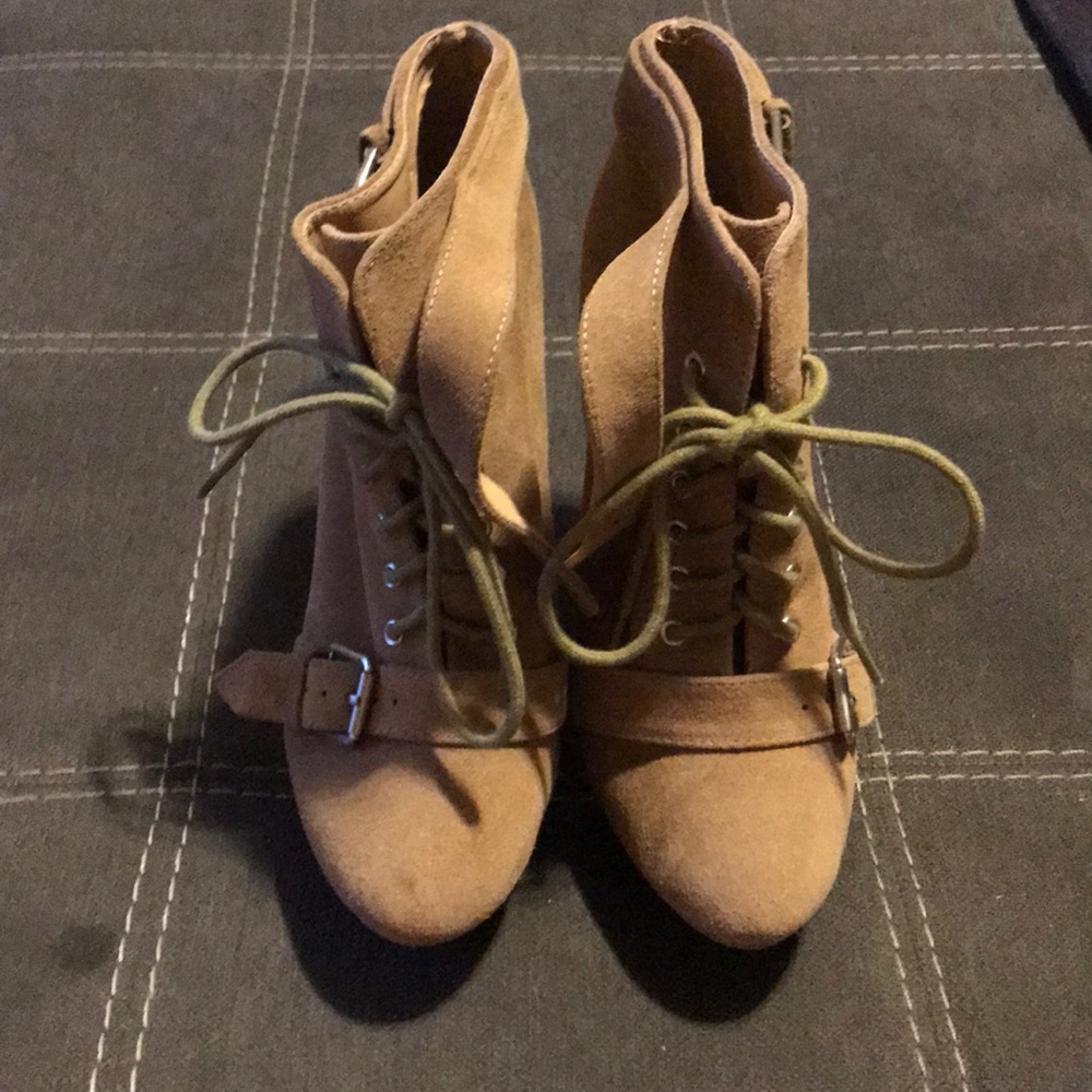 Tan suede wedges